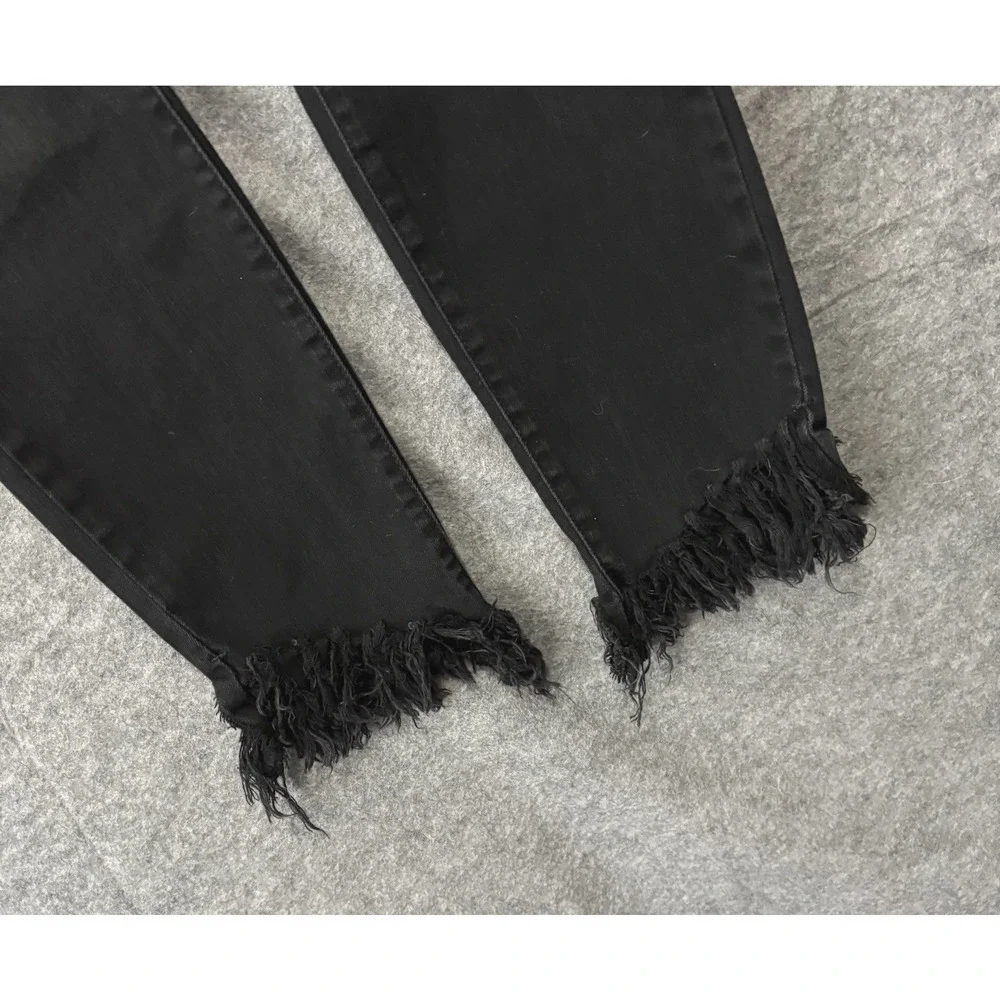 Judy‎ Blue Skinny Fit Fringe Jeans Sz 15/32 Black Fringe Hem Stretch